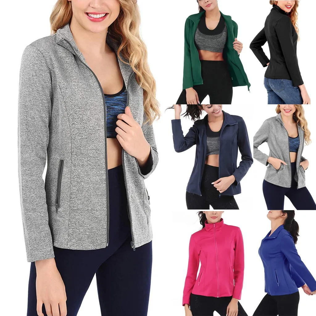 Женские куртки для бега новинка 2019 длинный рукав куртка спортзала фитнеса