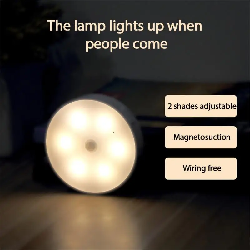 

Night Light Wireless LED Human Body Induction Light 2color Motion Sensor LED Rechargeable Night Light Bedroom Cabinet Light