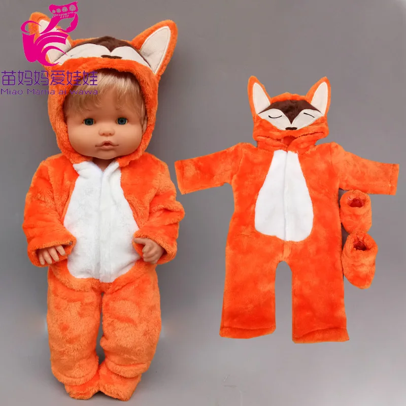 

40cm Baby doll animal rompers for 16-inch Nenuco winter plush suit Ropa Y Su Hermanita doll clothes accessories