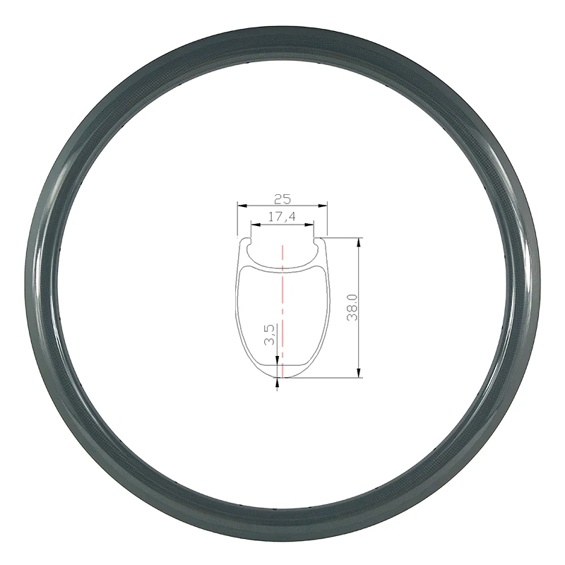 700c 38 мм clincher 38C дорожный гоночный велосипед углеродный обод U-образной формы 25