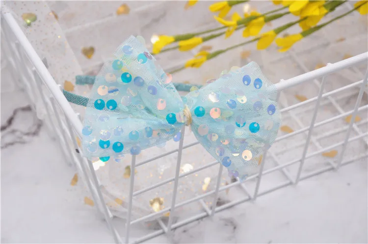 

New Sweet Fairy Big Sequins Bow Children's Birthday Photo Flower Girl Veil Hair Band Girl