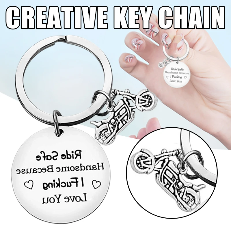 

Ride Safe Stainless Steel Keychain Best Blessing Gift for Valentine's Day Couple NOV99