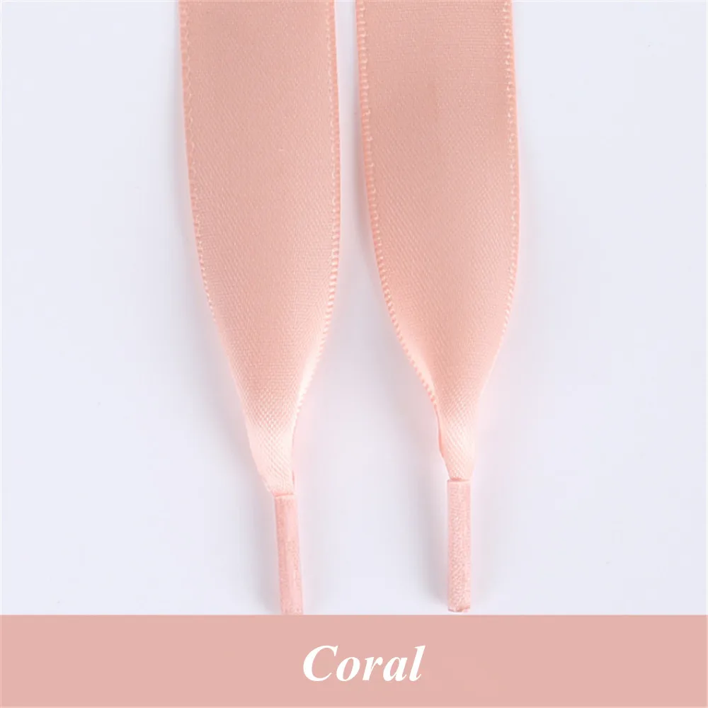 Coral 1 пара 80 см-160 см шелковые ленты полиэфирные шнурки для ботинок плоские шнурки обуви кроссовки спортивная обувь кружева Прямая 30 цветов - Цвет: Coral