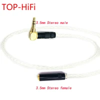 top hifi 8 croes silver plated 3 5mm to 3 5mm male to female aux audio cable for car head mounted headphone wire line