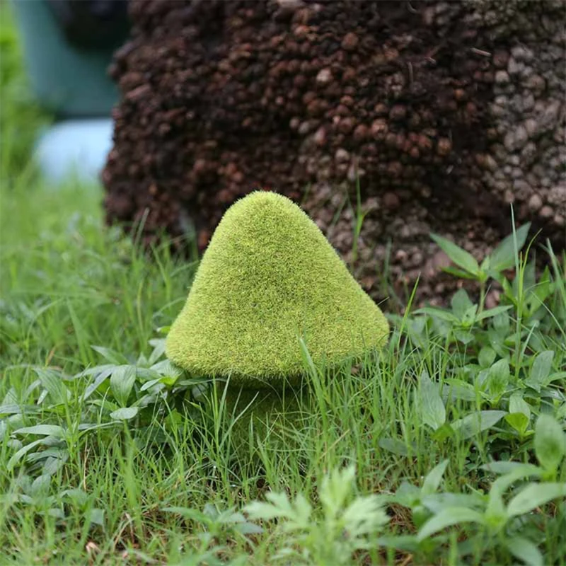

203F Courtyard Green Flocking Mushroon Statue Artificial Moss Resin Figurine Ornament
