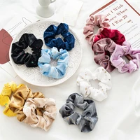 korean style star simple solid color elastic hair bands for women girls fashion velvet pearls round scrunchies hair accessories