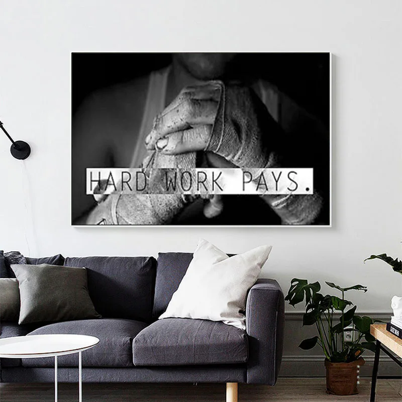 

Classic Inspirational Quotes Work Hard Canvas Paintings Posters and Prints Wall Art Pictures for Living Room Decor (No Frame)