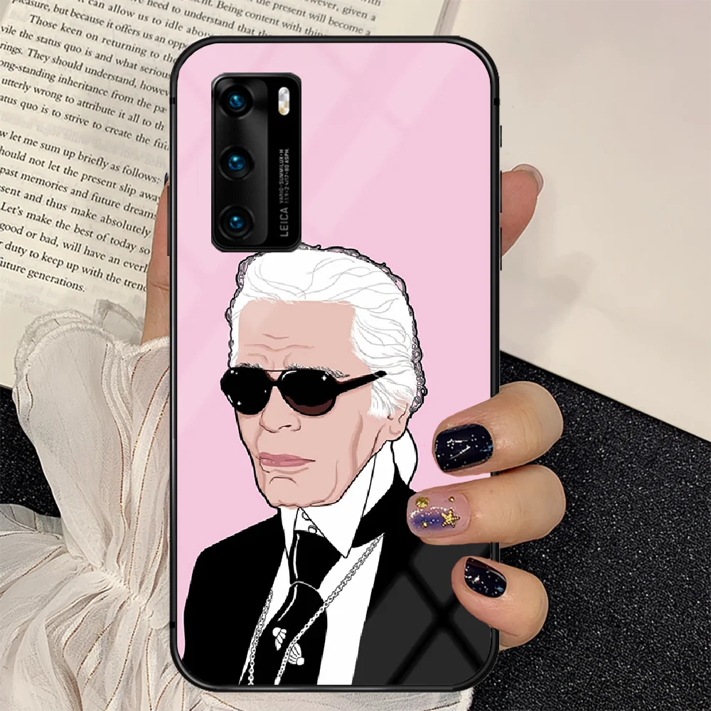 

fashion KARls Phone Tempered Glass Case Cover For Huawei P Nova Mate 5T 20 30 40 E Pro Lite Smart 2019 2021 Coque Pretty Hot Tpu
