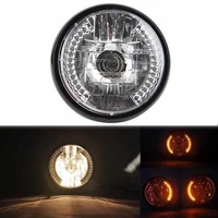 universal 1pc black 7 inch motorcycle headlight h4 35w led head lamp 9 wires turn signal light