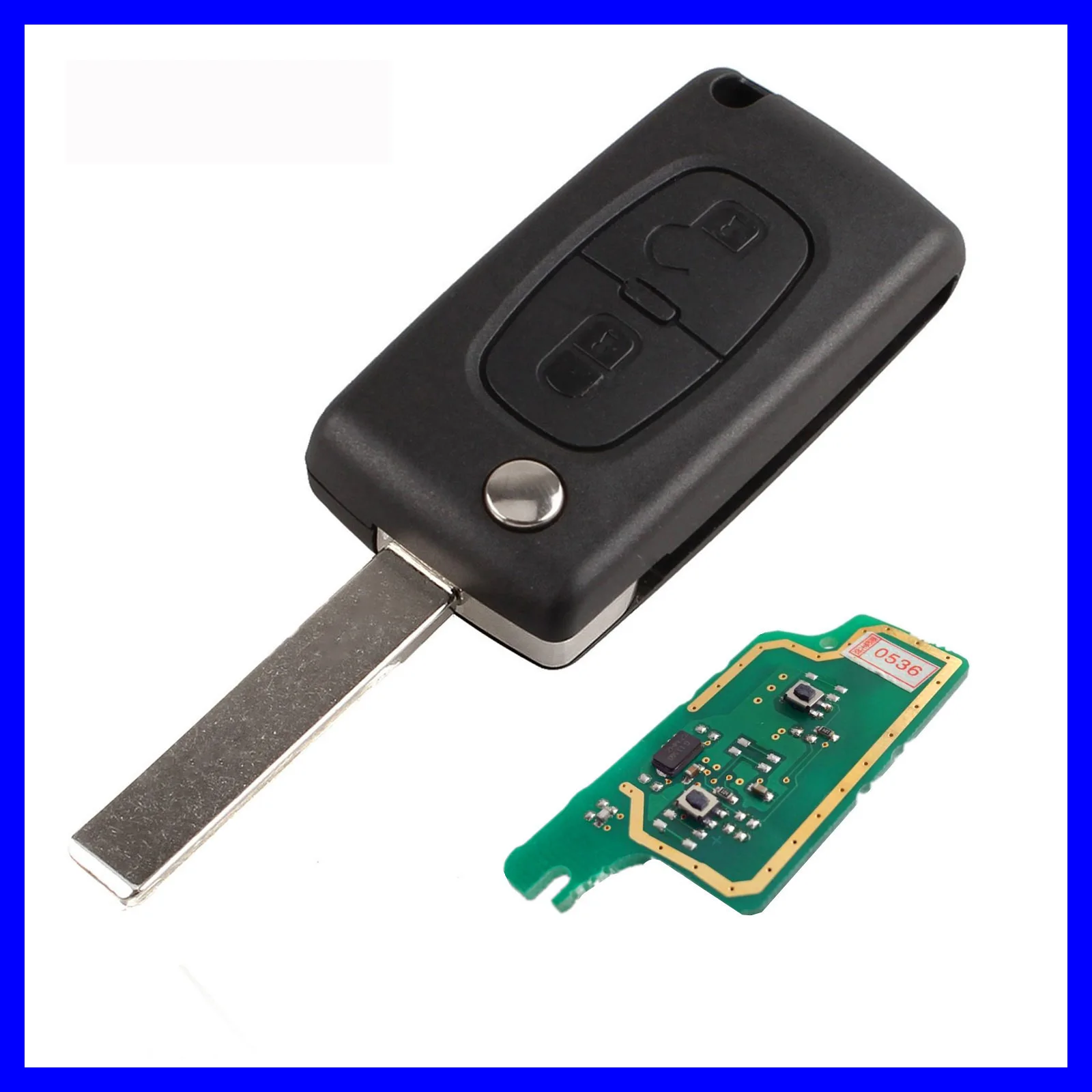 

For Peugeot Partner 207 307 308 407 Remote Flip Key with Key Ring 2 Button CE0523 433Mhz ID46 PCF7941 Chip Blank Blade