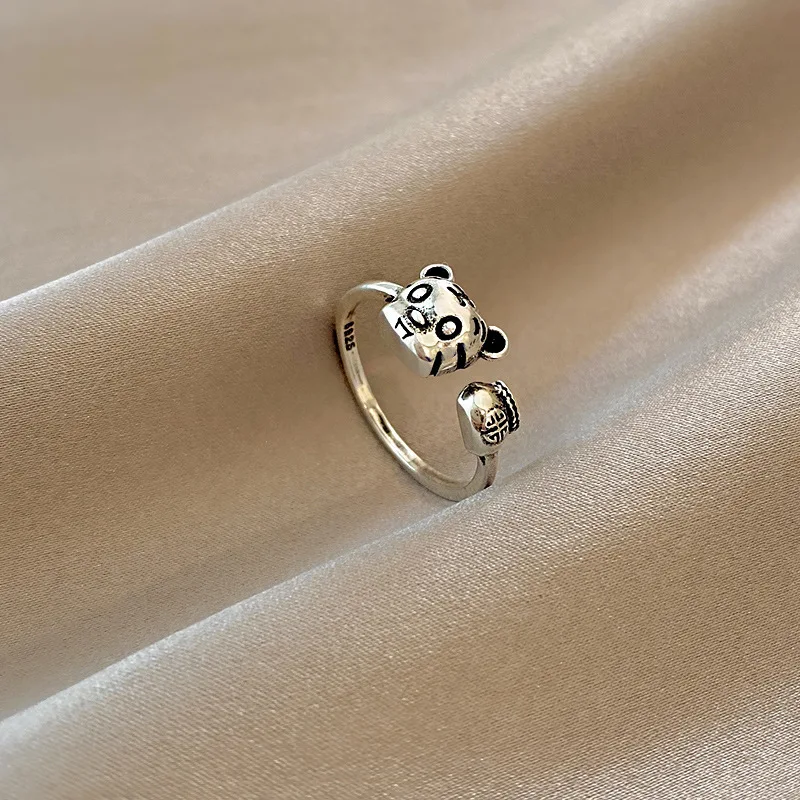 

Lovely Simple Sliver Color Tiger Ring Cute Animal Design Opening Adjustable Ring For Women Exquisite Wedding Newyeah Jewelry