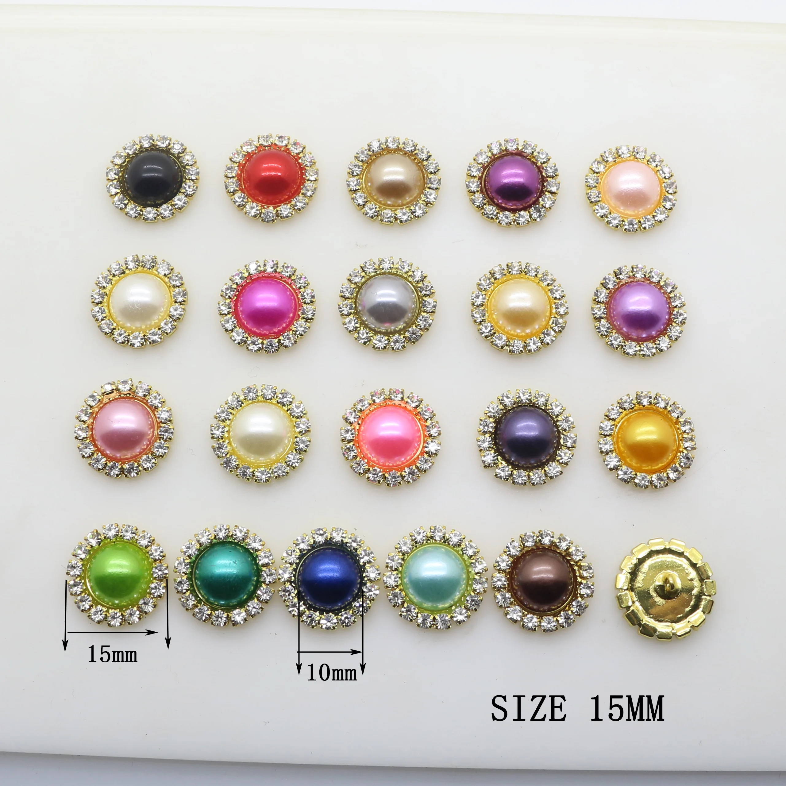 

10Pcs / Lot 16mm round rhinestone stick color matching pearl jewelry accessories DIY children's clothing crafts hand-sewn