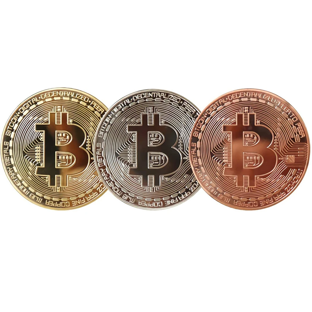 

Gold Plated Physical Bitcoins Casascius Bit Coin BTC Case Gift Physical Metal Antique Imitation BTC Coin Art Collection 1pcs