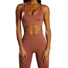 Роскошная популярная женская одежда для тренировок из 2 предметов, бюстгальтер пуш-ап для йоги и леггинсы с высокой талией, спортивный костюм для спортзала