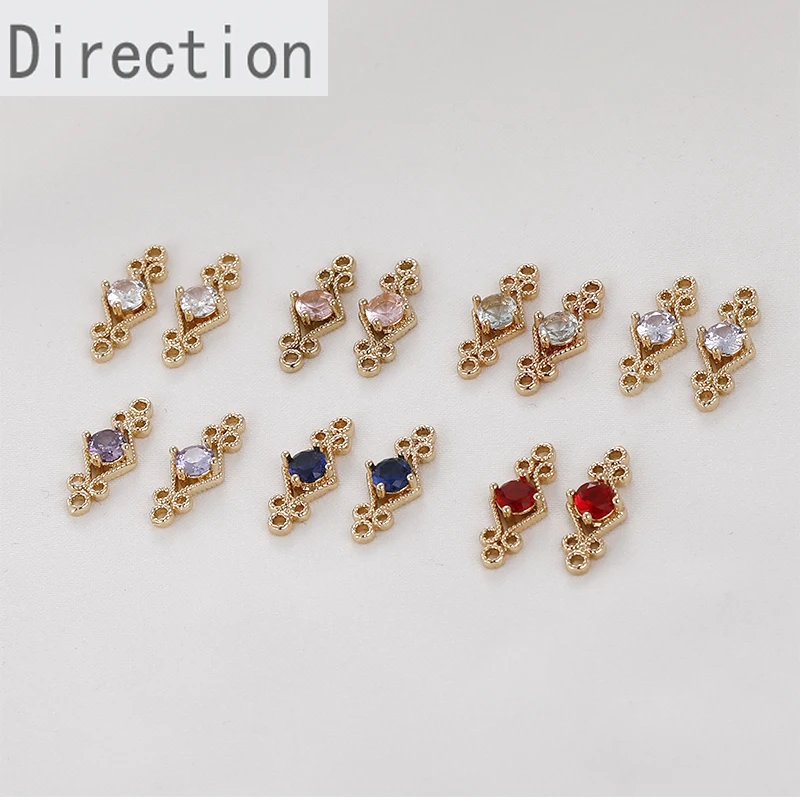 

Copper Gold-plated Zircon Diamond Hollow Double Hanging Pendant Diy Bracelet Necklace Ear Jewelry Connection Pendant Accessory