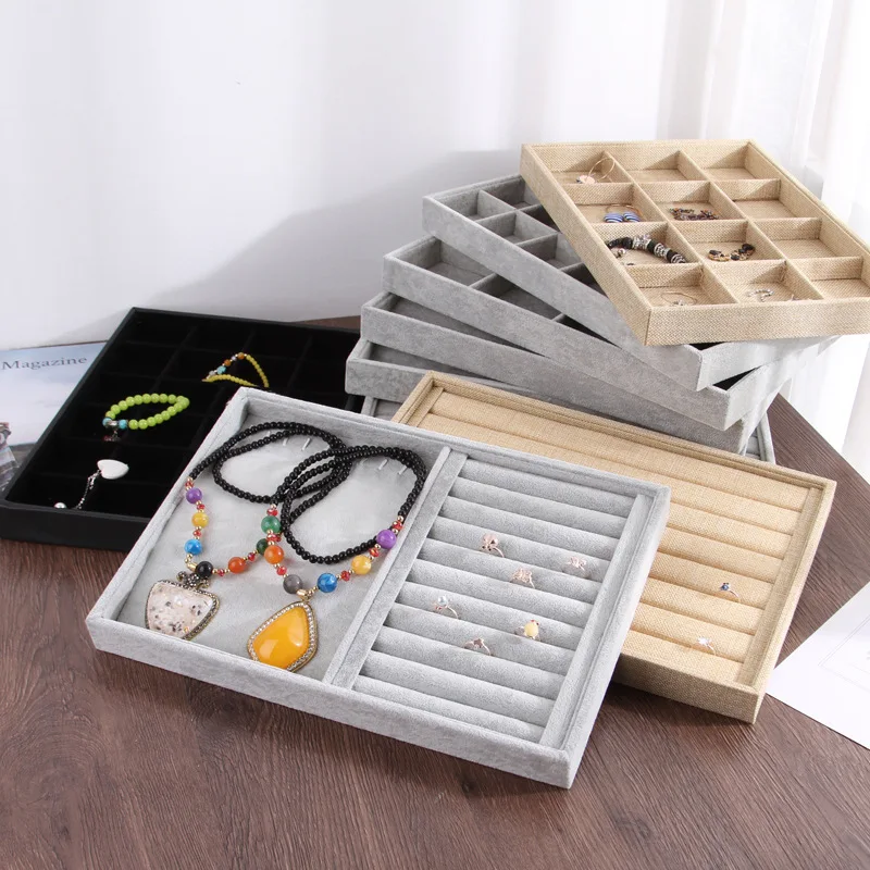 

HOSENG 12-24 Grids Black Jewelry Organizer Luxury Box Velvet Ring Earring Necklace Display Showcase Gift HS_484
