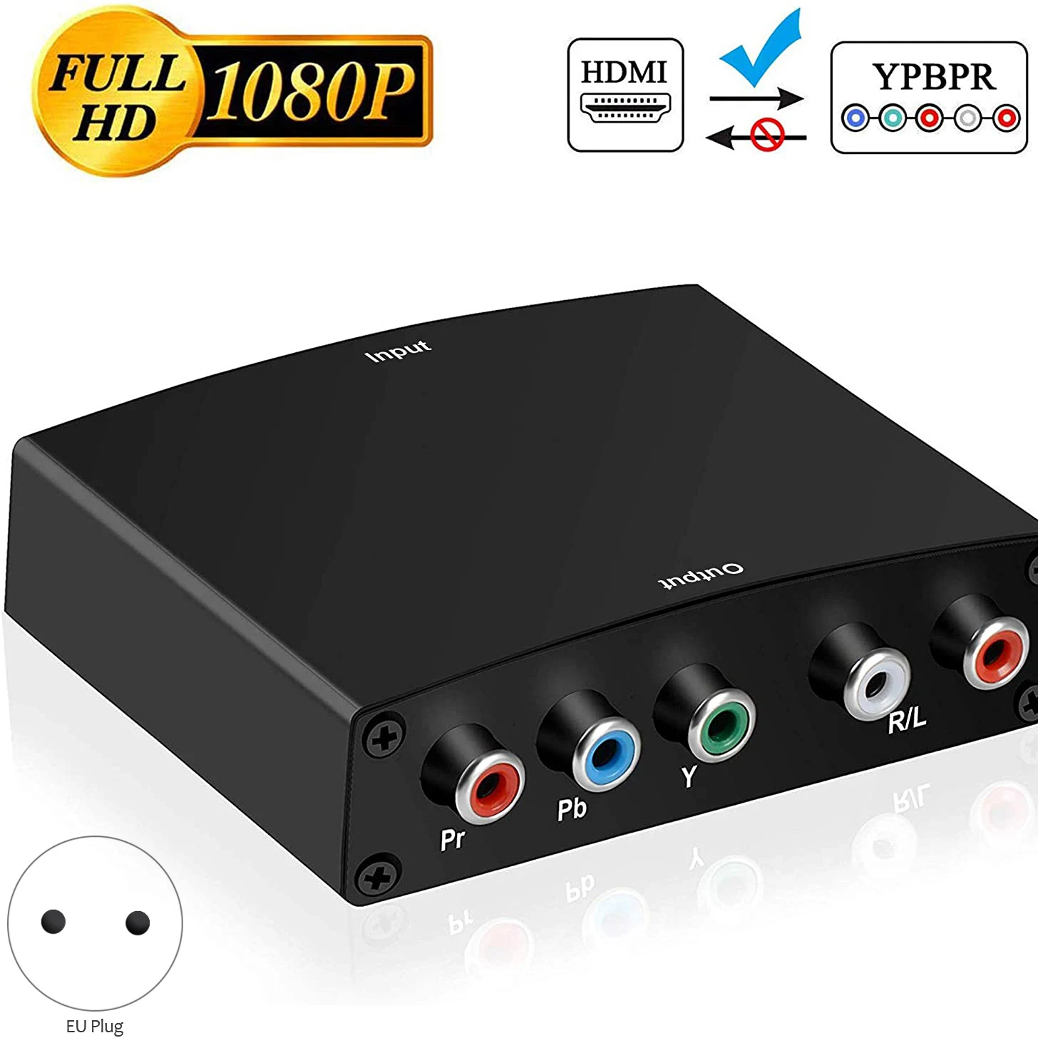 HDMI к 1080P YPbPr 5RCA RGB + R/L видео o конвертер адаптер для PS3 Roku dvd плееров HDTV проектору EU