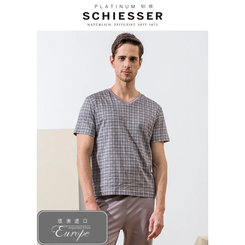 SCHIESSER PLATINUM European imported men's cotton breathable short-sleeved shorts home suit E9/16185H
