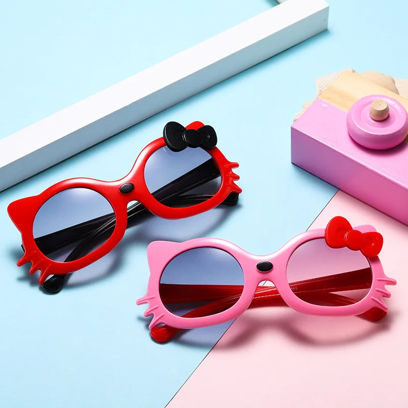 

Cute Red Pink Cat Kids Sunglasses Children Blue Butterfly Tie Sun Glasses Girls Boys Baby Colored Lenses Trends 2021 Gifts Vogue