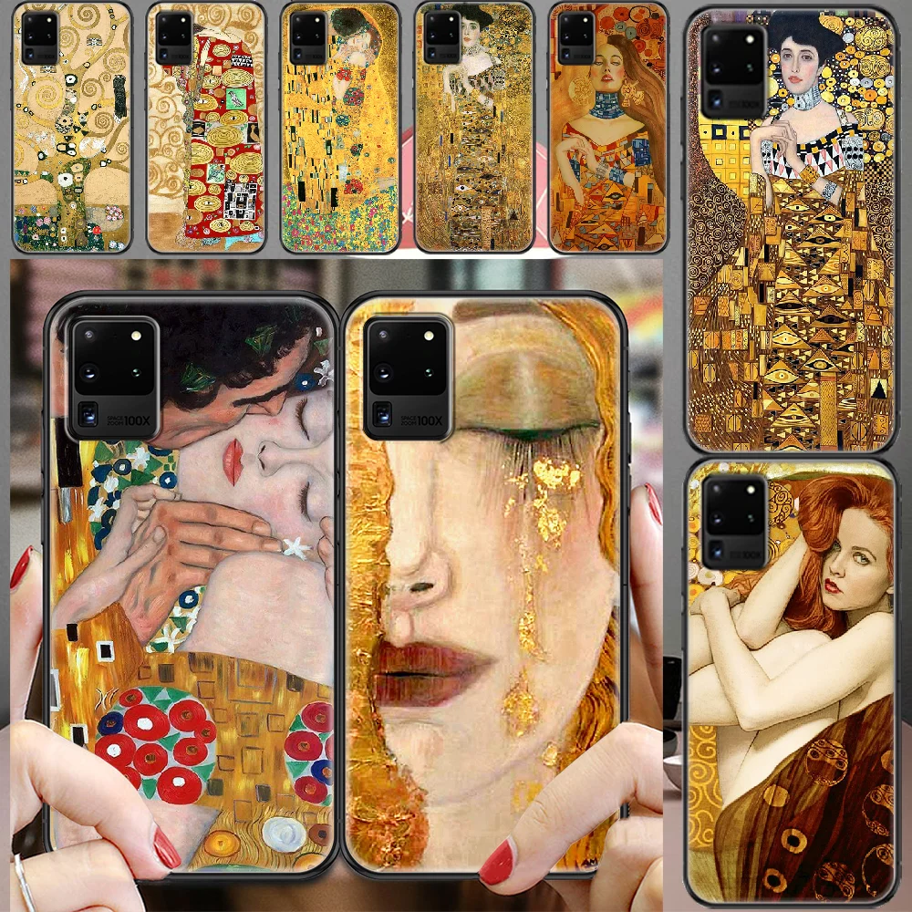 Чехол для телефона Kiss by Gustav Klimt Samsung Galaxy Note 4 8 9 10 20 S8 S9 S10 S10E S20 Plus UITRA Ultra black trend |
