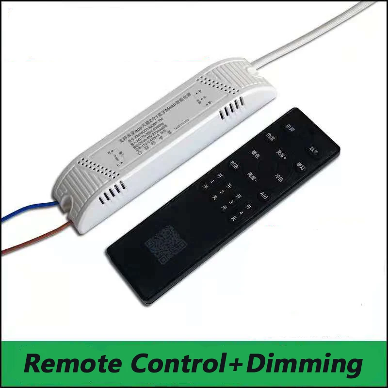 

DALCAN 12-60W 180-265V Stepless Dimming Power Supply With Remote Control Dimmer Driver For LED Ceiling Lighting Dual Color Drive