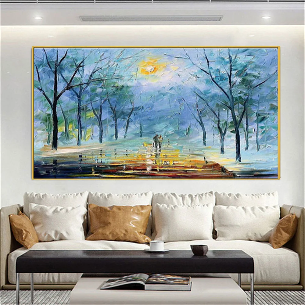 

100% Hand-Painted Oil Paintings Modern Abstract Park Scenery Leisurely Life Canvas Poster Decor Home Living Room Bedroom Mural