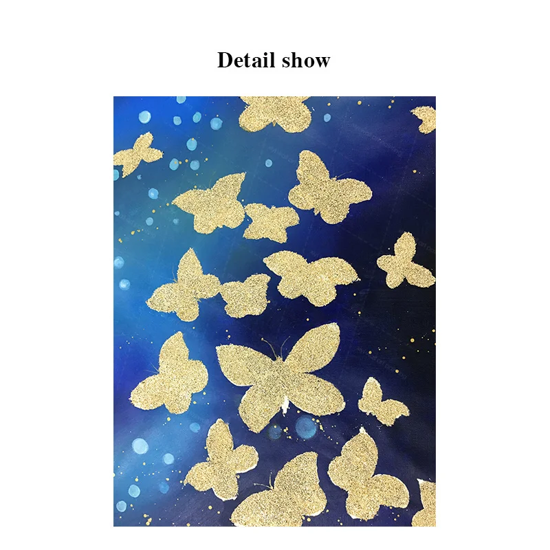 

Abstract Canvas Paintings Gold Butterfly Hand Painting Blue Wall Art Pictures For Living Room Decoration Salon Home Decor