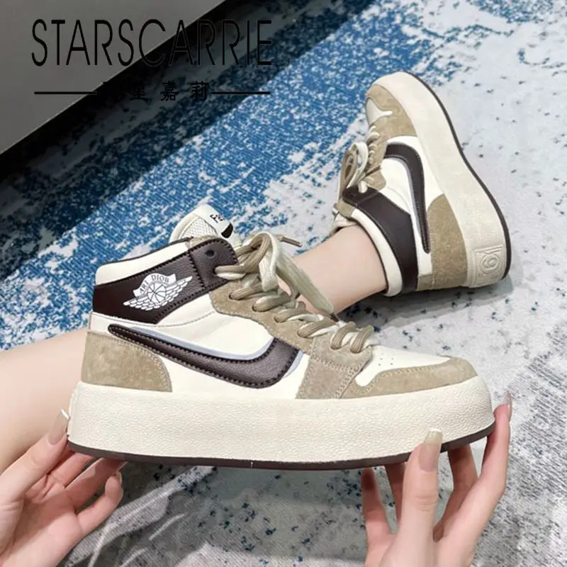 

High-top white shoes women's shoes 2021 fashion new autumn autumn shoes trend autumn thick-soled casual sports shoes