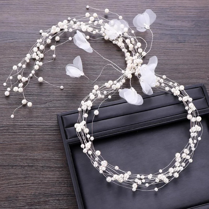 

Великолепный серебряный Хрустальный длинный свадебный головной убор ручной работы Шелковый цветочный головной убор Свадебные аксессуары ...