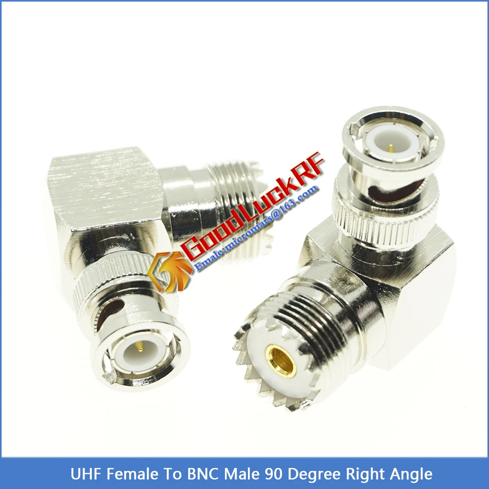 

BNC Q9 To UHF PL259 Cable Connector Socket BNC Male To UHF Female Jack 90 Degree Right Angle Nickel Plated Brass RF Adapte