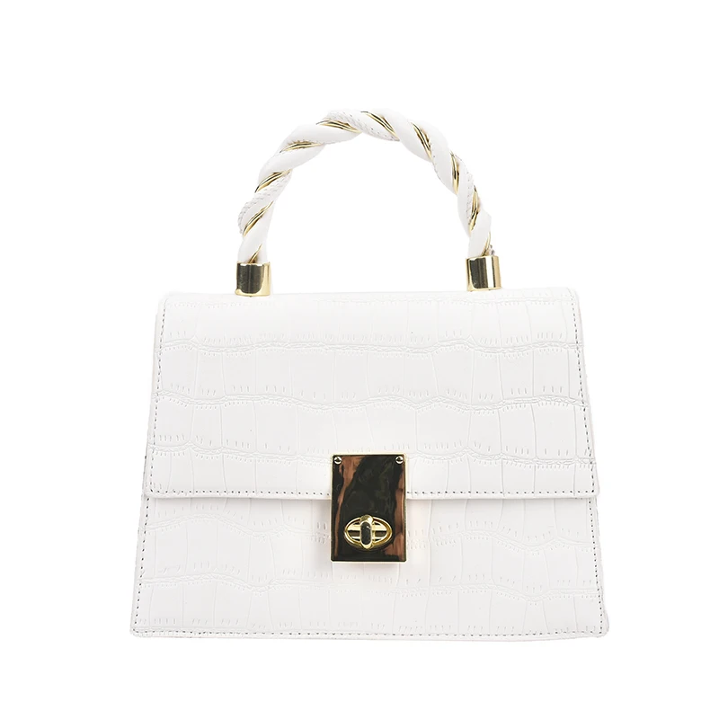 

Handle Small Rope PU Leather Crossbody Bag for Women 2021 Female Fashion Stone Pattern Shoulder Handbags and Purses