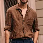 Стильная однотонная рубашка с отложным воротником, с несколькими карманами, однобортная рубашка с длинным рукавом, легко стирается, для повседневной носки, размера плюс