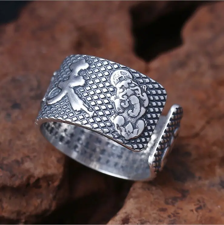 Настоящее s999 Стерлинговое Серебро небесные награды сердце кольцо почерненное