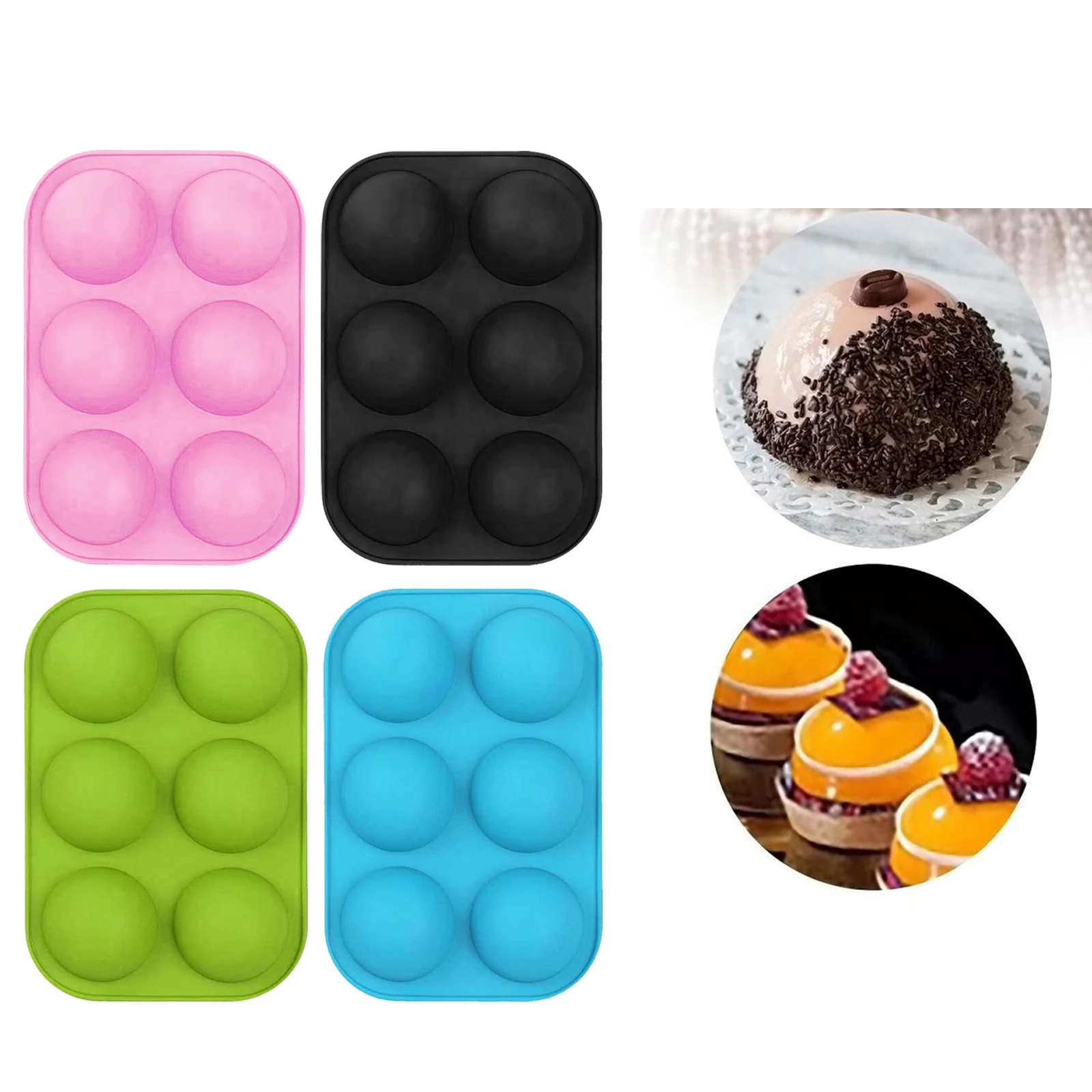 

6-Cavity Semi-Sphere Silicone Mold, DIY Baking Mold for Making Hot Chocolate