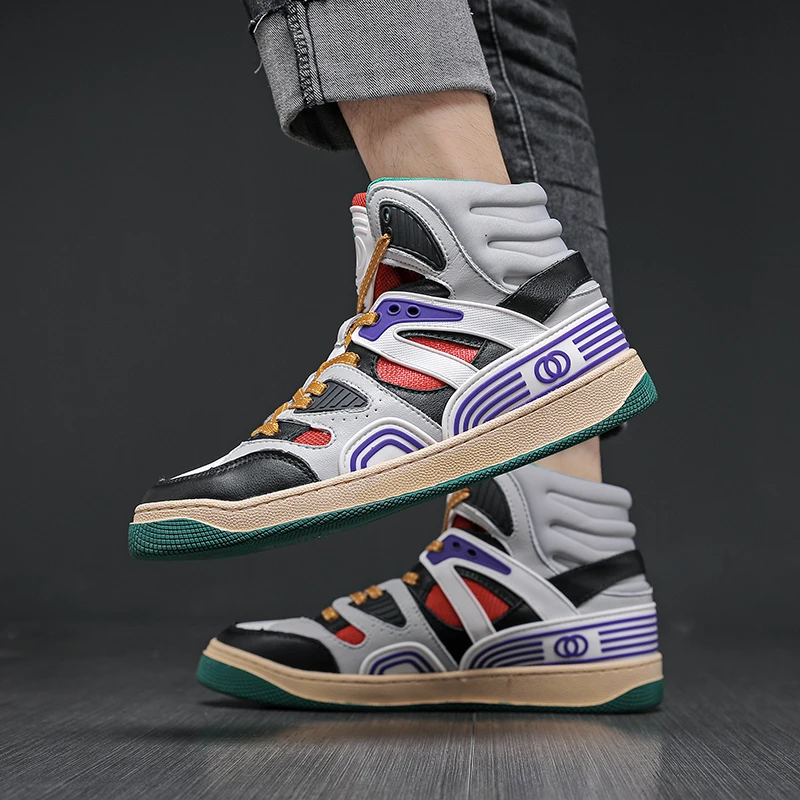 Beli Alas Kaki Kasual Asli Untuk Pria Sepatu Kulit Atas Tinggi Pria Merek Fashion Pria Sepatu Kasual Remaja Sneakers Kasual Dapat Dipakai
