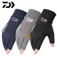 daiwa men and women summer sun protection fishing non slip gloves ice silk outdoor sports breathable two finger riding gloves