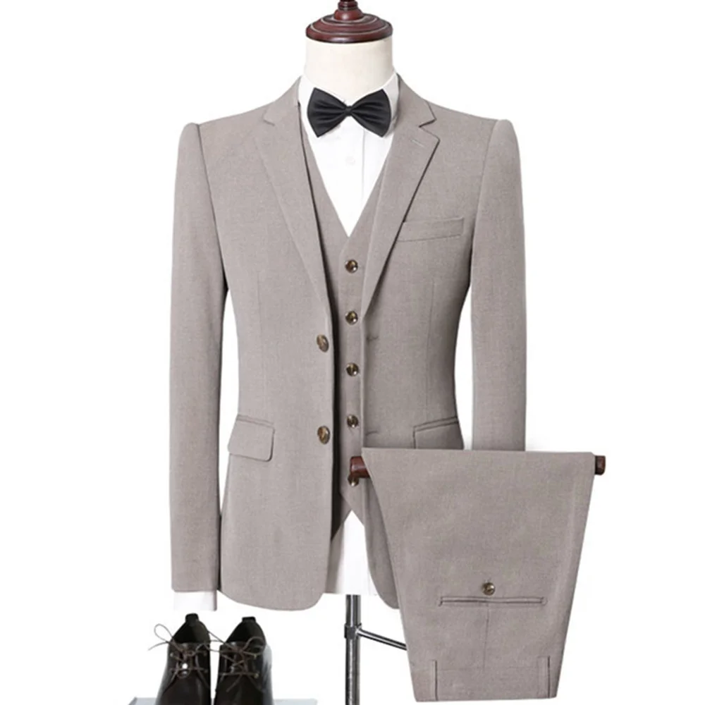 

Blazers Broek Vest 2021 Lent Herfst Fashion Packages Men Plaid Casual Business Formulas Bride gum 3 Stuk Jurk Jas Broek sets