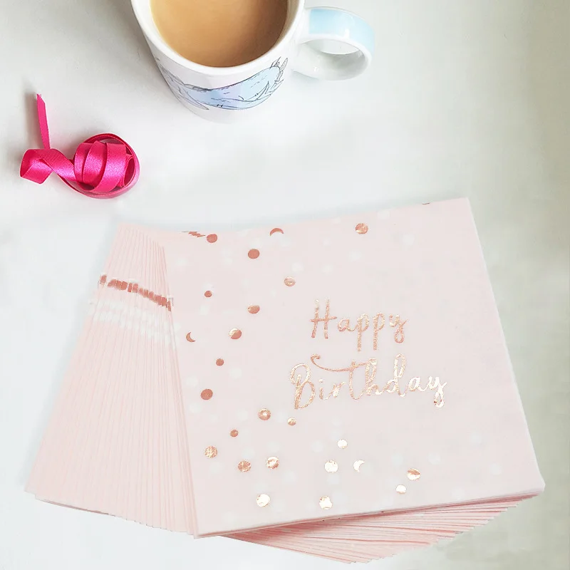 16 шт./компл. бумажная салфетка в горошек с розовыми буквами деревянная для