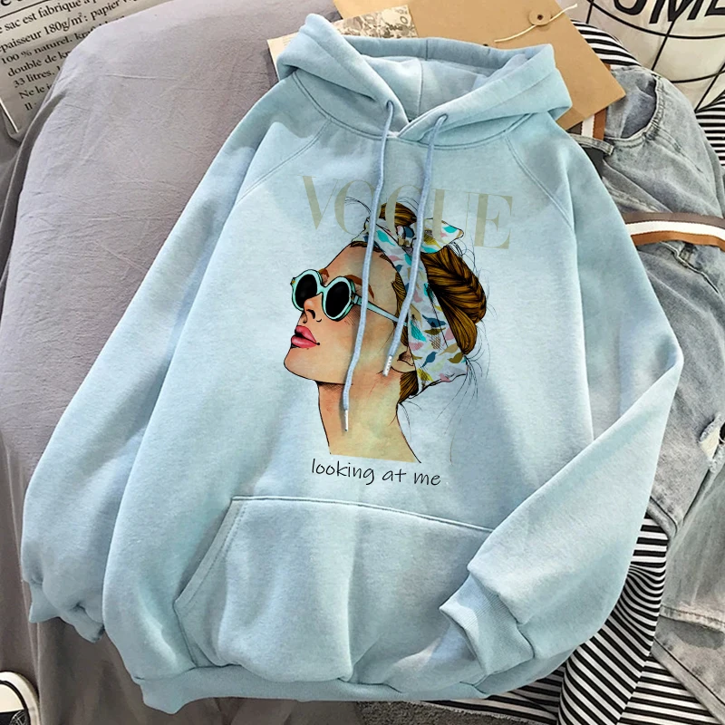 

2021 Fashion Women Sweetshirts Looking At Me Hoodie Fashion VOGUE Hoodies Harajuku Spring Female Pullovers Long Sleeve Khaki Top