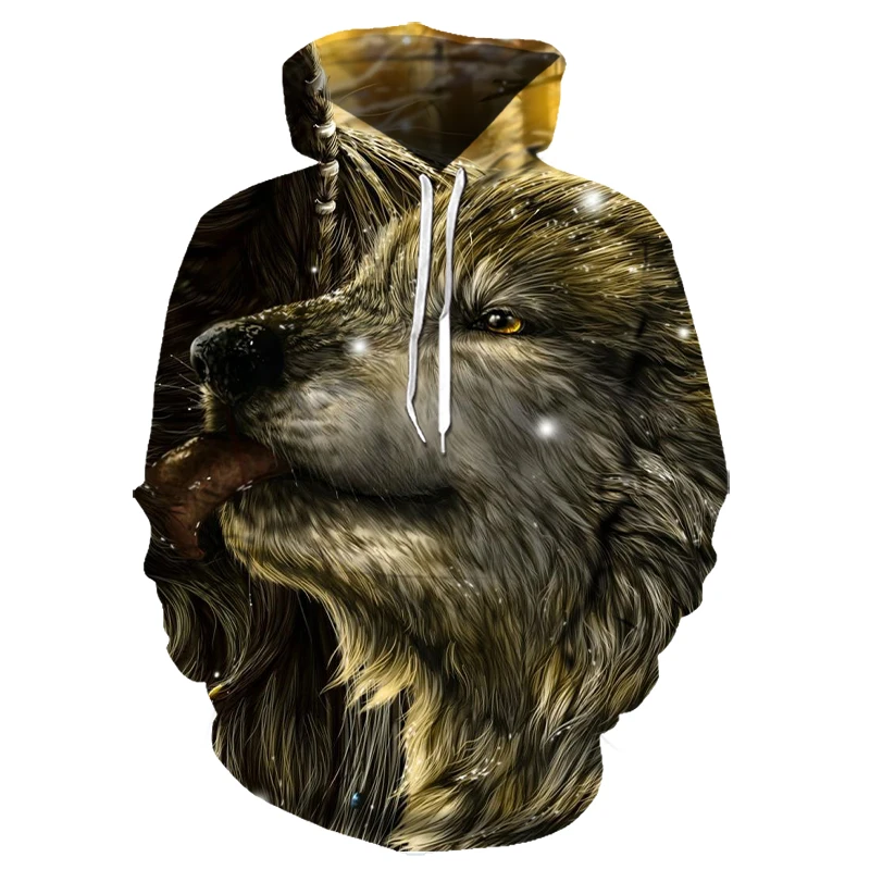 

2021 New Wolf Head Hoodie Men's Fall/Winter Hip Hop Hoodie Top Casual 3D Wolf Head Hoodie Sweatshirt Pullover