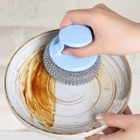 kitchen cleaning brush with handle pot brush cleaning brush pot brush cleaning ball long handle steel wire ball brush