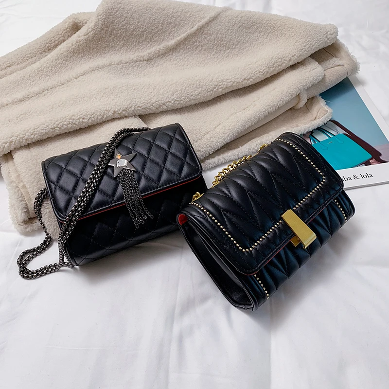 

Women's Bag Famous Luxurious Branded Designer Shoulder Bags Small Square Soft Leather Crossbody Girls Plaid Chain Handbag Tote