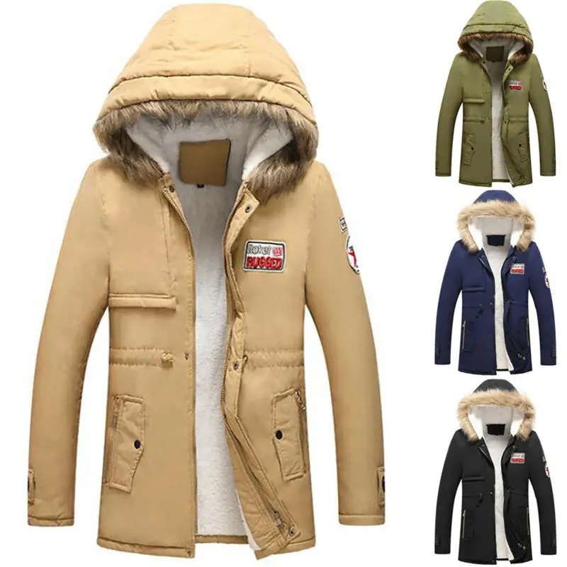 

Mens Winter Faux Fur Quilted Parka Jacket Bubble Coat Padded Warm Fleece Outwear