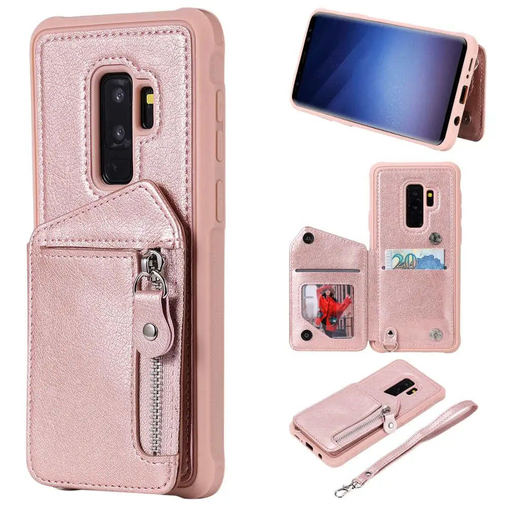 Key Chain Zipper Leather Wallet Case For Samsung Galaxy S9 Plus Note 9 Shockproof Stand Cover Safe Button Back Card Slots | Мобильные