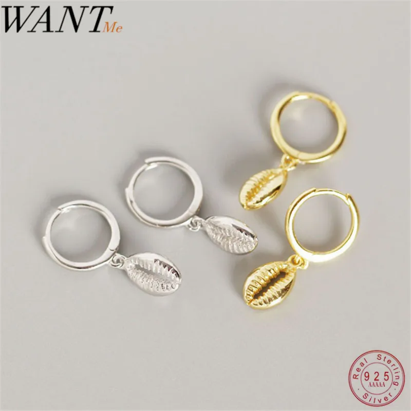 Женские серьги гвоздики в виде ракушки WANTME летние пляжные из 100% стерлингового