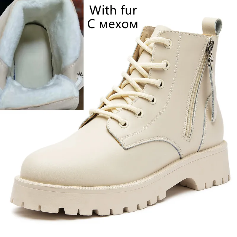 

Genuine Leather Martin Boots Women Autumn 2021 New Double Zipper Women's Ankle Boots Platform Thick Heel Motorcycle Boots Women