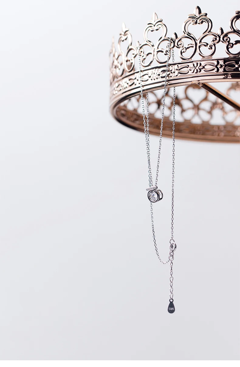 Modian Exquisite Swing Clear CZ Round Classic Sparkling Jewelry Fashion 925 Sterling Silver Wedding Necklace Pendant For Women