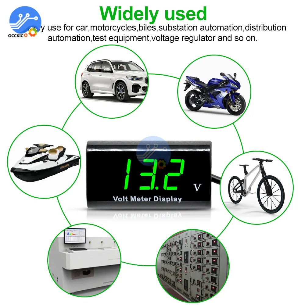 Цифровой вольтметр водонепроницаемый тестер напряжения постоянный ток 8 18 в 0 56
