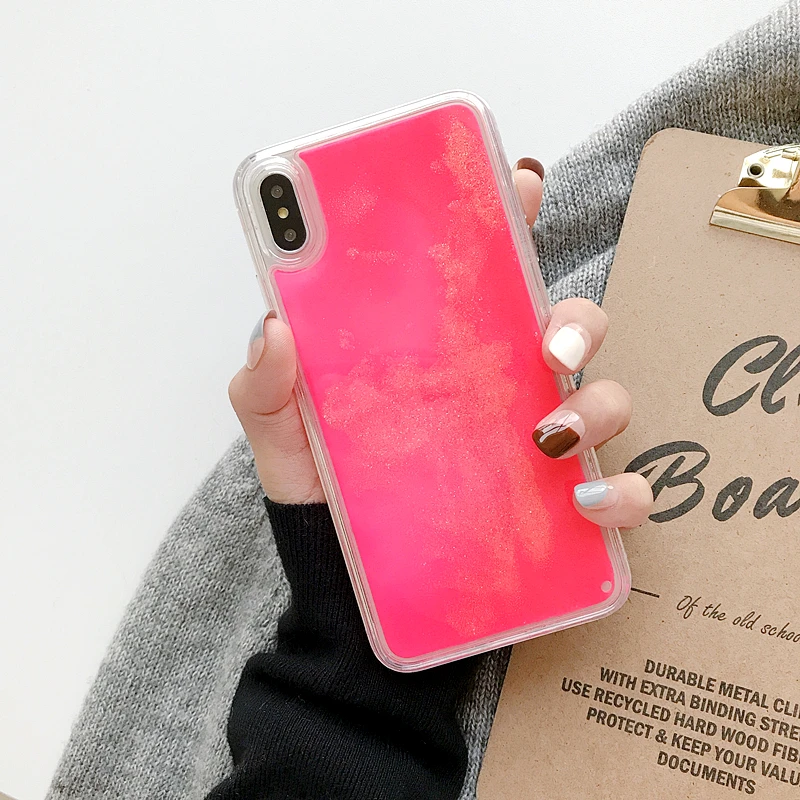 Quicksand Liquid Glitter Luminous Neon Sand Case For iphone 6 6S 7 8 Plus X XS 11 Pro MAX XR Back Cover Protective phone |