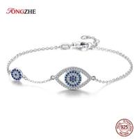 tongzhe evil eye bracelet 925 sterling silver blue main stone jewelry link bracelets for women lucky luxury pulseira feminina